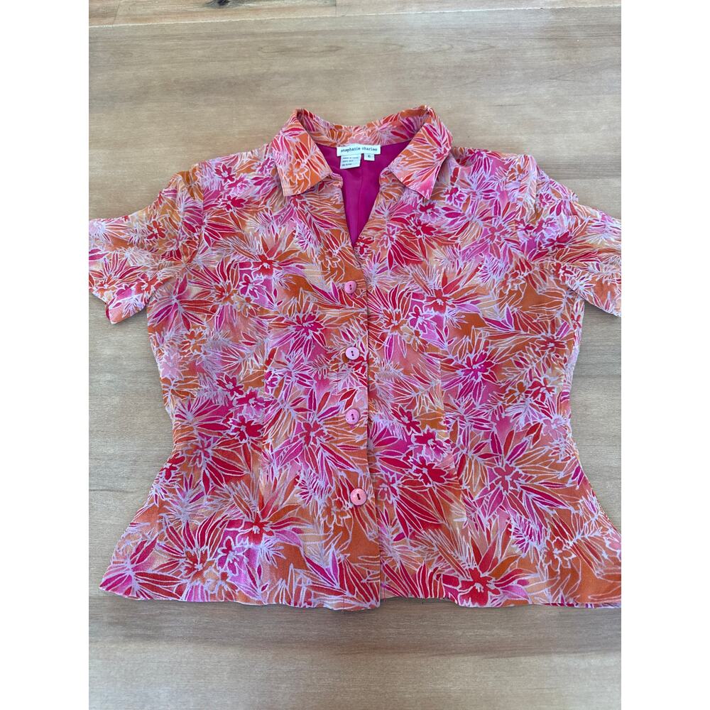 Stephanie Charles 100% Silk Women’s Floral Shirt 6